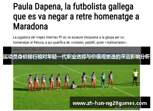运动员身价排行榜对年轻一代职业选择与价值观塑造的深远影响分析